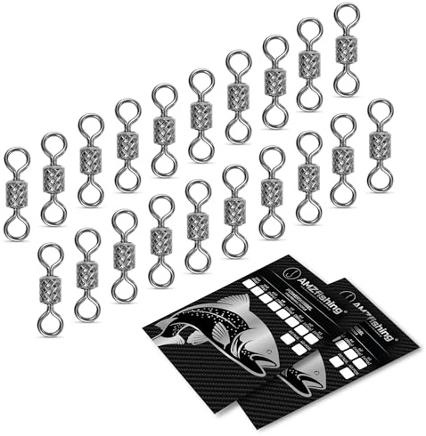AMZfishing NEU 40x Power Angelwirbel | Wirbel Angeln | Wirbelsortiment | Wirbelset | Wirbel Angeln | Angelwirbel | Angelwirbel Set | Angeln Wirbel | Angelzubehör Wirbel Set (Diamant 40, 1)