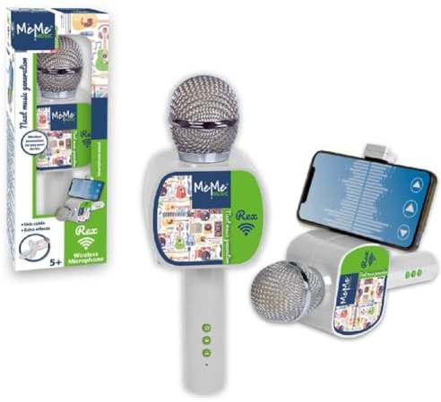 Microphone sans fil Bontempi pour enfant – Rechargeable avec haut-parleur – Comprend support pour smartphone + carnet pentagrammé