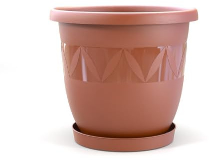 Plastard Blumentopf Ø 47 cm mit Untersetzer rund – Terrakotta – Pflanzkübel | Witterungs- UV- & frostbeständig, inkl. 35 cm Untersetzer, ideal für Garten, Balkon & Innenbereiche, Deko Pflanztopf 38 Liter