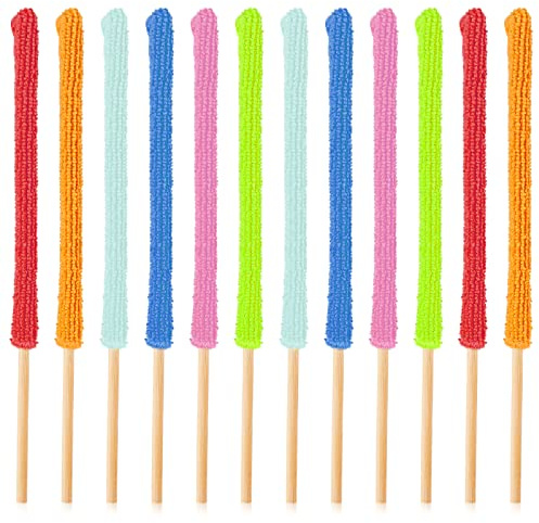 Cobee Microfiber Detail Duster Sticks, 12 Pcs Mini Car Interior/Exterior Brush Cleaning Tool, Creative Cleaning Dust Removal Brush, Deep Cleaning Duster Stick for Car Vent/Blind/Fan(Random Color)