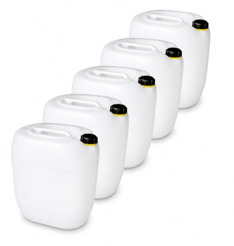 kanister-vertrieb® 5 Stück 30 L Kanister Wasserkanister Kunststoffkanister natur DIN61 + Etiketten