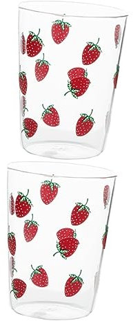 BESTonZON 2 Pz Tazza D'acqua Estiva Bicchiere Per Bere Tazze Carine Tazza Trasparente Con Motivo a Fragola Carino Di Acqua Limpida Da Caffè Isolata Frutta Di Tè Verde