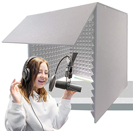 Desktop-Schallschutz-Schaumstoffplatten, schalldichte Kabine, 80 x 80 x 80 cm, schalldichte Abdeckung, Gesangsaufnahmekabine, Tonkabine, Mikrofon, schalldämmende Akustikschaumplatte für Studio, G