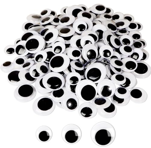 GEBETTER 190 Stück Selbstklebende Wackelaugen 20mm + 25mm + 30mm Kunststoff Puppe Augen Kulleraugen Aufkleber zum Basteln Zubehör für DIY Scrapbooking Spielzeug Zubehör