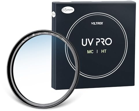 VILTROX 55MM UV-Filter MC UV Schutzfilter,UHD-Kameraobjektiv, 18 Mehrschichtige Beschichtungen, Ultraharte Beschichtung, Nano-Beschichtung, Hydrophob, Kratzfest, Ultradünn, für 55mm Kameraobjektiv