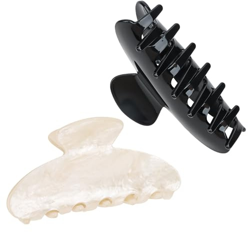 ACO-UINT 2 Pack Hair Claw Clips for Women Acrylic Claw Clips for Thick Hair Non-slip Clip for Hair Large Claws Hair Accessories for Women Girls（Black&White）