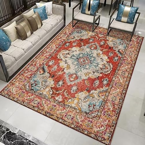 Generisch Boho Tribal Teppich 160x230 cm Orientalisch Vintage Teppich rutschfest Waschbar Kurzflor Rugs Bodenteppich Flur Läufer FüR Schlafzimmer Flur Wohnzimmer Boden Teppich Zimmer Dekoration
