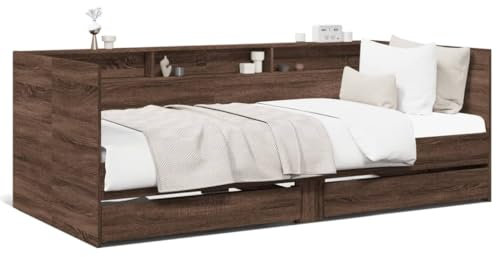 AJJHUUKI Home Items, Tagesbett mit Schubladen, braune Eiche, 90 x 190 cm, Holzwerkstoff, Anzugmöbel