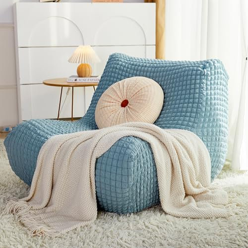 Dazzluxe Bezüge Für Stühle Ohne Armlehnen, Dehnbar, Dicker Sofabezug Ohne Armlehnen Für Relaxsessel, Abnehmbarer Jacquard-Stuhlbezug Ohne Armlehnen Für Wohnzimmer, Esszimmer, Hotel,Blue1