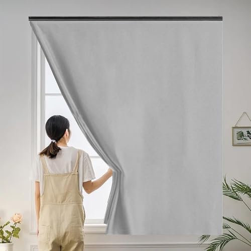 Ohne Bohren Hitzeschutzrollo 25 x 50 cm, Verdunkelnd, Hitzeschutz, Blickdicht Sichtschutz, Ohne Bohren Verdunkelungsrollo Ohne Bohren Rollo, mit Klettband für Auto Reisen, Grau