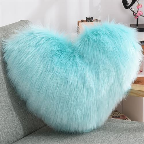 champracer Herzförmiges Plüschkissen Kissen 40x50 cm weiches Wurfkissen dekoratives Kissen Sofa dekorativ Valentinstag Ostern (hellblau, Polypropylen-Baumwolle)