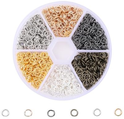 PLABBDPL 1200 Piezas Anillos Abiertos de 5mm, Doble Círculo para Llaveros, Conectores Redondos para Collares, D