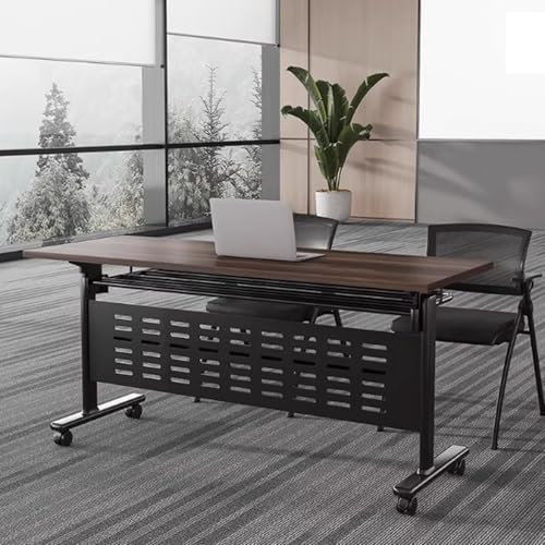 EAHKMETQ Klappbarer Konferenztisch mit Holzmaserung, mobiler Klappschreibtisch fürs Büro, 75 cm hoch, platzsparender Besprechungstisch für Brainstorming