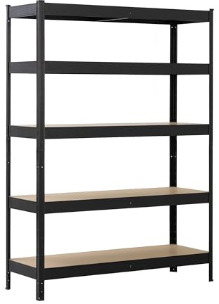 SCHULTE Regalwelt Schwerlastregal mit 5 MDF-Böden, 180x130x45 cm (HxBxT), 150 Kg Traglast pro Boden, schwarz