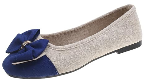 cfpqv Loafer Women's Flat Shoes Ballet Flats with Bow Dress Shoes Women's Shoes Elegant and Comfortable Evening Shoes Party Wedding Shoes Low Shoes Cosplay Costume Princess Ballerina Shoes, blue, 39
