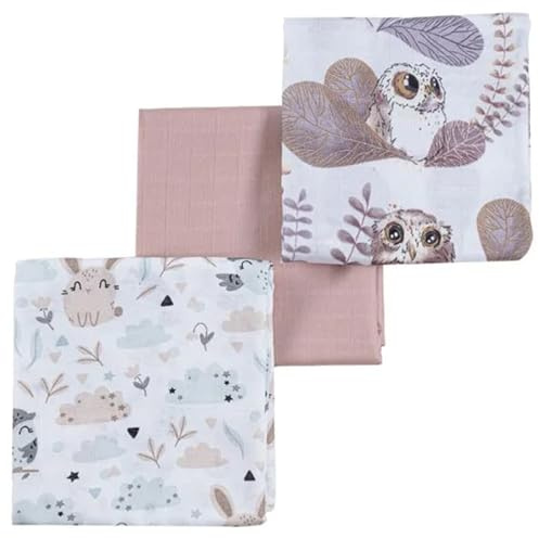 ANDER Spucktücher Baby 60x80 cm – 100% Bio-Baumwolle 3er Set – Weich atmungsaktiv und wiederverwendbar – umweltfreundliche Stoffwindeln für Neugeborene und Babys