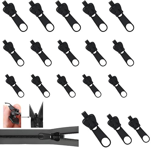 Juego de reparación de cremalleras de 15 piezas, 3 modelos, cierre de cremallera, universal, extraíble, cremallera para mochila, chaquetas, tiendas de campaña, vaqueros, carteras
