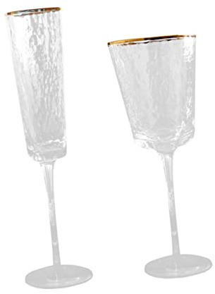 Healifty 2 pezzi Bicchieri da Vino e in con Oro Design per Feste e Uso Calici Trasparenti e Resistenti per Degustazioni e Regali