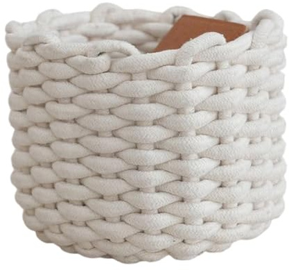 Amesor Cesta de Almacenamiento de Cuerda de Algodón | Juguetera Tejida,Organizador de Ropa y Juguetes Caja de Almacenamiento para Hogar Sala de Estar Baño Despensa Diaria