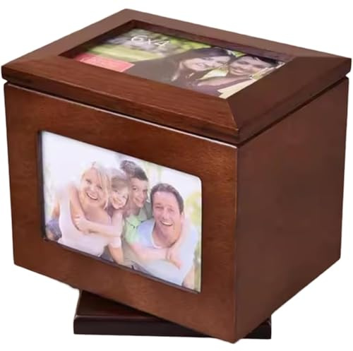 Trä fotoalbum förvaringslåda med 5 utdragbara album, infoga kub fotoram för 15 x 10 cm foton, perfekt för bröllop och årsdagar