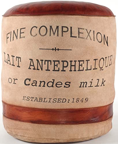 Kobolo Sitzpouf Pouf Sitzwüfel Hocker Canvas rund im Vintage-Design mit Leder