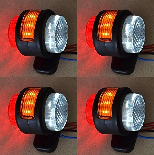 4x 24V SIDE OUTLINE ORANGE RED WHITE MARKER 15 LEDs LIGHTS TRUCK LORRY CHASSIS TRAILER VAN CARAVAN CAMPER BUS
