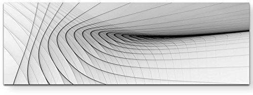 Paul Sinus Art Abstraktes Bild - Schwarze, zarte Streifen, weißer Hintergrund - Panoramabild auf Leinwand in 120x40cm