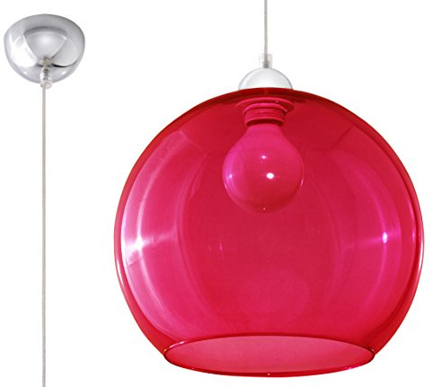 SOLLUX lighting Ball Pendelleuchte, Glas, Rot, Chrome