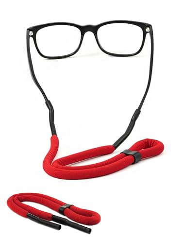 SPORTS WORLD VISION Schwimmfähiges Brillenband – Hochsichtbares Neon-Brillenband für Wassersportarten | 70 cm verstellbarer Stopper und rutschfeste Brillenhalterung im 1er- oder 2er-Pack