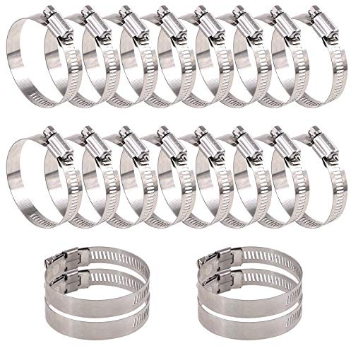 Glarks Kit assortito di 20 fascette stringitubo a vite senza fine in acciaio inox 304, regolabili, gamma 40-63 mm, morsetti per linea carburante per tubo dell'acqua, idraulica, applicazioni