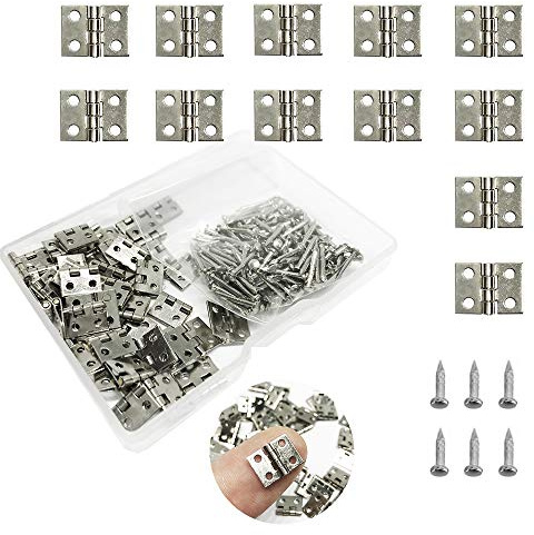 Daimay 50 Stück Mini Folding Scharniere Klapp Hinten Vintage Bronze Scharnier Klein Scharnierband Schrank Reparaturset Faltstoß Anschlüsse Kabinett Schublade Schmuck - Weiß 10 x 8mm