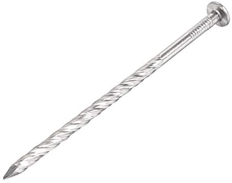 sourcing map Spirale Pont Clou Acier Inox Clou Spirale Tige 100mmx4mm(LxD) 12Pcs