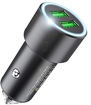 MMOBIEL Chargeur de Voiture Quick Charge 3.0 Adaptateur Allume-Cigare à Double Port USB (Input: DC 12-24V / Output: DC 5V=2.4A) Compatible avec iPhone, Samsung, Xiaomi, Huawei, Oppo, etc. (Noir)