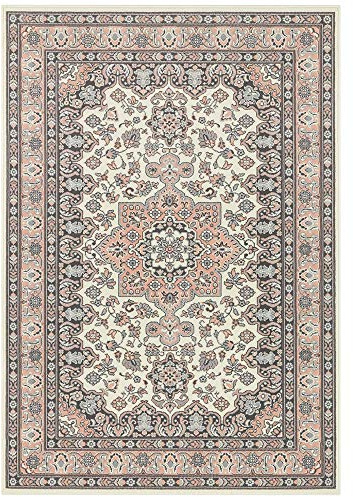 Nouristan Mirkan Orient Teppich – Wohnzimmerteppich Orientalisch Kurzflor Vintage Orientalischer Teppich für Esszimmer, Wohnzimmer, Schlafzimmer – Creme Rosa, 200x290cm