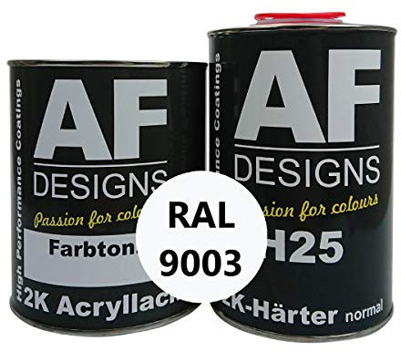 Alex Flittner Designs 2K Acryl Lack Autolack 3 kg Set RAL 9003 SIGNALWEISS glänzend incl. Härter