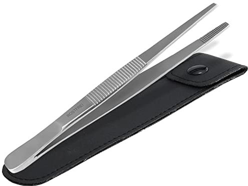 Profi Aquarium Terrarium Pinzette Wasserpflanzen Pflanzenpinzette aus rostfreiem Edelstahl Gerade Futterpinzette mit Innenzahnung Zubehör für Aquarien und Terrarien (9,0 cm)