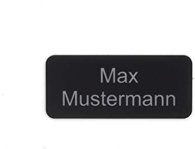 Gravurheim Briefkastenschild Türschild individuelle Gravur Name | selbstklebend - personalisiert | Kunststoff - Plastik | viele Farben und Größen (8x3,5cm Rechteck abgerundet, Schwarz-Silber)
