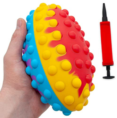 Faerly® Pop it Ball XXL + Pumpe - Popit Ball neu Fidget Toys Squishy Smart Games Regenbogenball 3D Puzzle Stressball Erwachsene & Kinder Knautschball Anti Stress Spielzeug Geduldspiel
