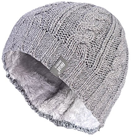HEAT HOLDERS - Damen Innen Fleece Winter Warm Zopfmuster Beanie Strickmütze mit Umschlag
