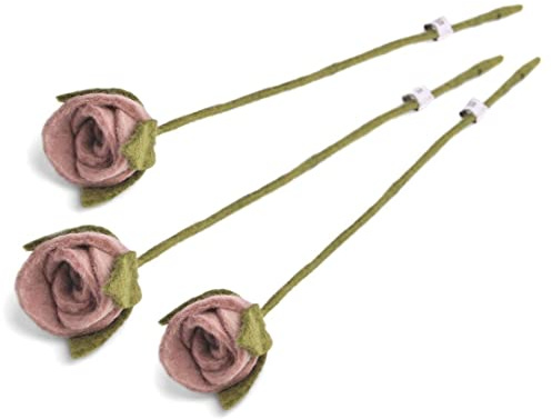 Én Gry & Sif Kunst-Rosen im Scandi-Stil, ewig haltbare Rose, aus Natur-Filz, Hand-Made, fair-Trade I 3X Deko Rose rosé
