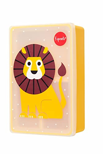 3 Sprouts Bento Silicona Infantil, Compartimentos, León | silicona apta para alimentos; compartimentos para fruta, pan y comidas pequeñas; cierre suave para manos pequeñas; uso diario