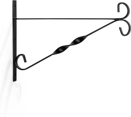 WINSOME Hanging Basket Bracket Outdoor Metal Plant Holder Wall Hanging Brackets Twisted Garden Hooks for Lantern/Light/Bird Feeder/Flower Pots (12-Inch, Pack of 1)