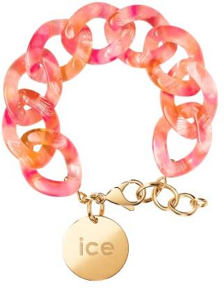 ICE Jewellery - Chain Bracelet - Pink yellow - Kettenarmband mit XL-Maschen für Frauen, geschlossen mit einer goldenen Medaille (020999)