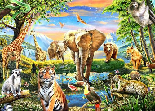Jigsaw Puzzles 1000 Pieces for Adults puzzles for adults 1000 Piece Puzzle Educational Games-Safari Animal World