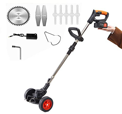 Coupe-Bordure Manuel sans Fil avec Batterie, Coupe-Herbe léger et Extensible Portable, Tondeuse à Gazon alimentée par Batterie pour terrasse, Jardin
