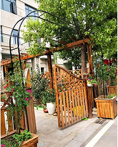 Rosenbogen, Garten-Torbogen Aus Metall, Pergola Rankhilfe Verzinkt Rost, Laubengang Rankgestell Mit Sockel Für Verschiedene Kletterpflanzen, Einfache Montage, 6 Größen,Schwarz,140x230x40CM