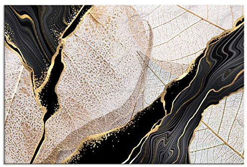 decomonkey - Tableau Acoustique Abstrait Feuilles 120x80 1 Pièce - Impression sur Toile Décoration Maison Isolation Peinture Image Phonique Déco Bureau Abstraction feuilles texture