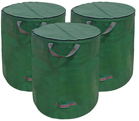 Sacchi Giardinaggio, Sacchi Giardinaggio 3x272L, Borse per Rifiuti da Giardino Pieghevoli con Coperchio, Borse da Giardino Robuste, Antistrappo, Impermeabili, Riutilizzabili
