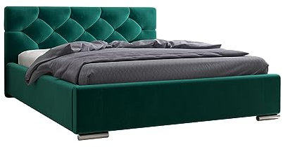 Verona Idee Polsterbett Urban Modern Set mit Lattenrost Metallrahmen 5 Trendfarben 140 160 oder 180 zur Auswahl Grün 180cm X 200cm