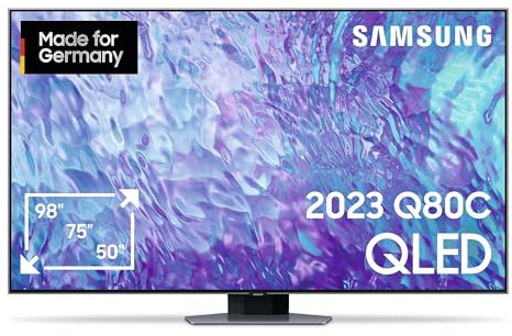 Samsung QLED 4K Q80C 55 Zoll Fernseher (GQ55Q80CATXZG, Deutsches Modell), Smart-TV, Direct Full Array, Neural Quantum Prozessor 4K, Real Depth Enhancer [2023]